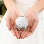 Personalisierte Samt Vintage Octagon Ring Box mit Namen Initial und Datum Hochzeit Vorschlag Verlobung Zeremonie Geschenk für Newlyweds Braut Paare