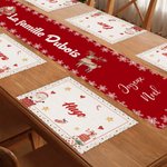 Chemin de Table Personnalisé avec Design de Noël Titre Textes et Noms Set de 4 ou 6 Napperons Inclus Cadeau Fêtes de Fin d'Année pour Famille