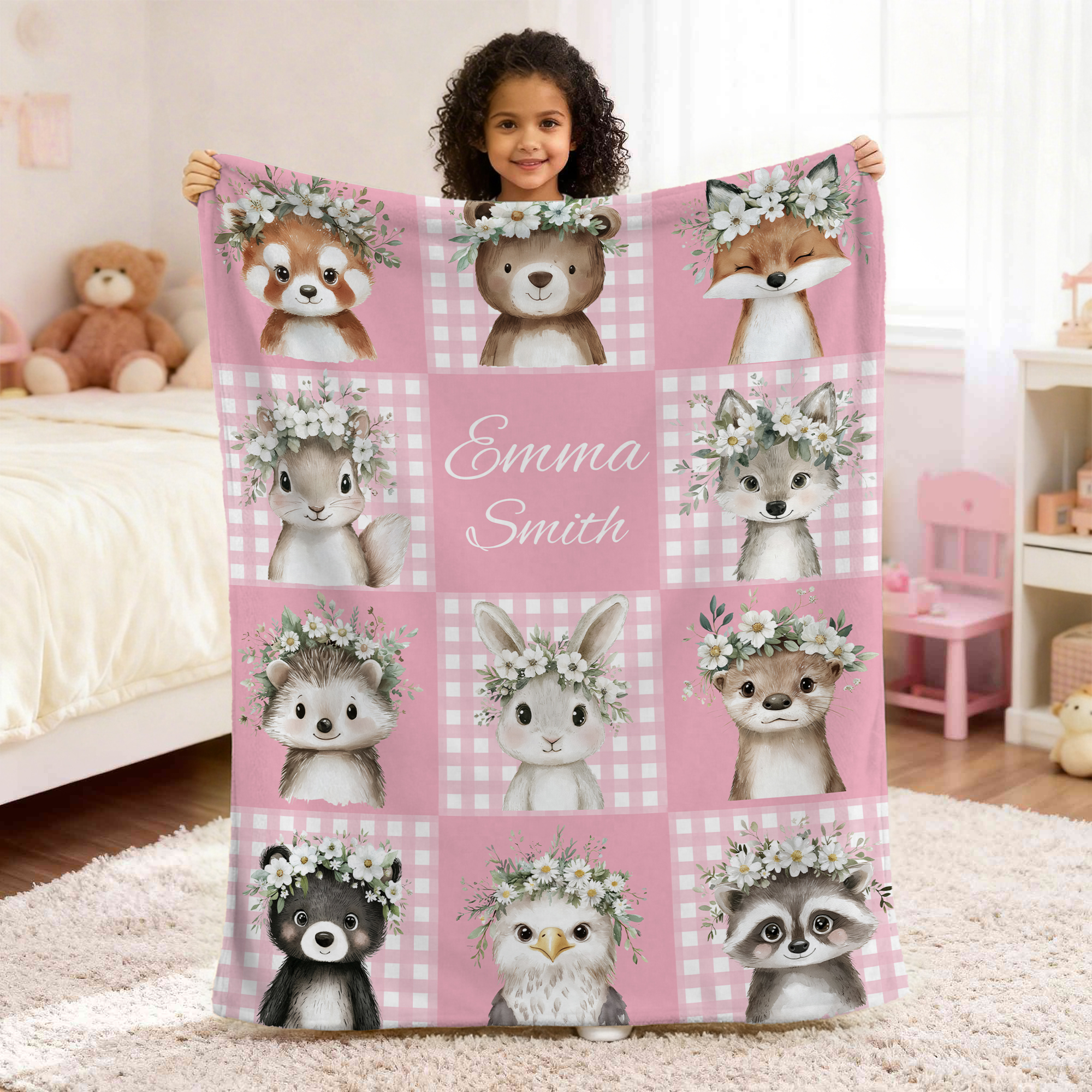 Couverture personnalisée avec nom pour la décoration de la maison, cadeau d'anniversaire et de Noël pour les enfants.