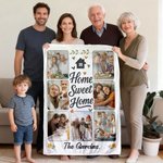 Personalized Sweet Home 7 Photos Soft Throw Blanket with Text Home Decor Christmas Birthday Gift for Family