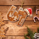 Seis siete galletas personalizadas Sombrero de Papá Noel Acrílico Adorno de Navidad con nombre y año Decoración del árbol Regalo de Navidad para Gen Z Tween