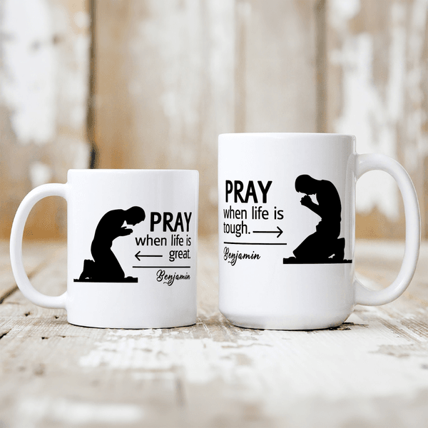 Personalized Prayer 11 oz 15 oz Ceramic Coffee Mug with Name Daily Use Home Decor Christening Baptism Gift for Christian