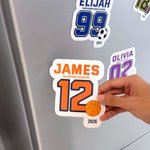 Personalizado Multicolor Natación Hockey Número Nombre Juego de 2 Imán Signo Espíritu Deportivo Armario Nevera Coche Decoración Equipo Regalo para Jugadores