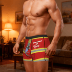 Personalised Fun Firefighter Design Men's Boxer Brief Underwear with Name Birthday Christmas Gift for Husband Boyfriend