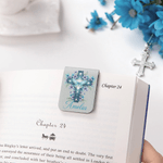 Personalized Multi-Flower Cross PU Leather Magnetic Bookmark Clip with Name Christmas Birthday Gift for Bookworms Reading Lovers