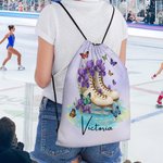 Personalized Skating Shoes Birth Flower Large Capacity Drawstring Bag with Name Travel Training Birthday Gift for Ice Skaters Enthusiasts Students