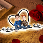 Personalized 3D Style Cartoon Character Acrylic LED Night Light with Name Home Decor Valentine's Day Gift for Couple