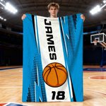 Personalised Sportball Soft Throw Blanket with Name and Number Home Bedroom Decor Birthday Gift for Sport Lovers