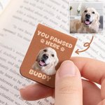 Personalized Cute Dog Cat Face Photo PU Leather Magnetic Bookmark Clip with Name Reading Accessories Christmas Gift for Pet Lovers Bookworms