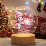 Personalized Cute Snowman Snowflake Acrylic LED Night Light with Name Year and Wooden Base Christmas Gift for Kids