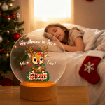 Personalized Cute Christmas Deer LED Night Light with Wooden Base and Name Nursery Decor Birthday Holiday Gift for Kids