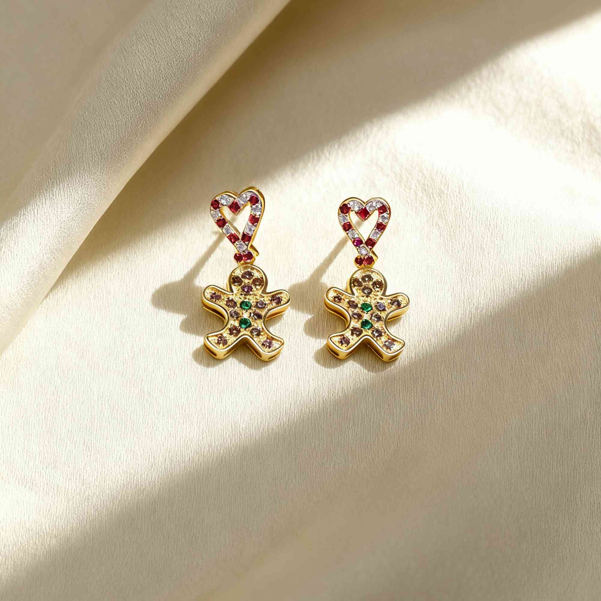 Boucles d'oreilles personnalisées en forme de bonhomme de pain d'épice avec pierres de naissance Cadeau d'anniversaire de Noël pour femme
