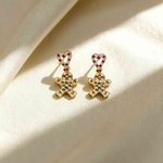 Personalised Gingerbread Man Birthstones Stud Earrings Christmas Birthday Anniversary Gift for Woman