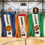 Personalised Sportball Soft Throw Blanket with Name and Number Home Bedroom Decor Birthday Gift for Sport Lovers
