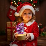 Personalized Cute Snowman Snowflake Acrylic LED Night Light with Name Year and Wooden Base Christmas Gift for Kids
