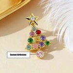 Personalised Birthstone Christmas Tree Stud Earrings Dainty Jewellery Birthday Anniversary Christmas Gift for Women