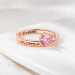 Personalisierte Twin Stars Birthstone Ring mit eingraviertem Namen Minimalist Schmuck Weihnachten Geburtstag Geschenk für Frauen