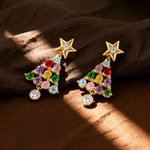 Personalised Birthstone Christmas Tree Stud Earrings Dainty Jewellery Birthday Anniversary Christmas Gift for Women