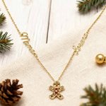 Personalised Gingerbread Man Necklace with Birthstone and Text Christmas Birthday Anniversary Gift for Women