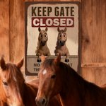 Personalised Keep Gate Closed 1-6 Horses Tin Sign with Name Vintage Farm Decor Birthday Gift for Horse Lovers Farmers