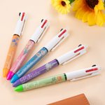 Personalised Birth Flower Retractable Glitter Ballpoint 3-in-1 Pen with Name Teacher's Day Nurse Week Appreciation Birthday Gift for Nurses Teachers