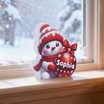 Gepersonaliseerd Multikleur Schattig Sneeuwpop Platte Kerstdecoratie met Kerstbalmotief Naam Kerst Cadeau voor Familie en Vrienden