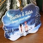 Ornamento personalizzato in ceramica di forma irregolare con 2-9 nomi per fratello e sorella, per sempre legati insieme, regalo di Natale in memoria della famiglia