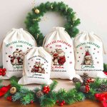 Bolsa de regalo navideña personalizada de lona con diseño de Papá Noel muñeco de nieve y nombre regalo de Navidad para niños y familia