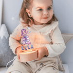 Personalized Fantasy Mermaid Cake LED Night Light with Wooden Base and Name Nursery Room Decor Birthday Gift for Girls Kids