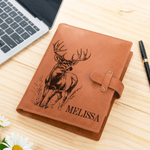 Personalised Duck Deer Name PU Leather A5 Notebook Cover with Storage Pocket Birthday Christmas Gift for Family Friends Christian Believers