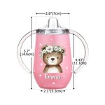 Personalisierte niedlichen Kranz Tiermuster 10 oz thermisch isoliert Sippy Cup mit Namen und Griff Baby Dusche Geburtstag Geschenk für Kinder