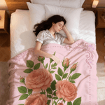 Personalised Multicolour Birth Flower Throw Blanket with Name Christmas Birthday Gift for Sisters Bridesmaids