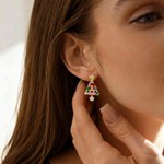 Personalised Birthstone Christmas Tree Stud Earrings Dainty Jewellery Birthday Anniversary Christmas Gift for Women