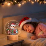 Personalized Christmas Cartoon Character Kid Acrylic LED Night Light with Name and Wooden Base Home Decor Christmas Gift for Boys Girls