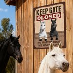 Personalised Keep Gate Closed 1-6 Horses Tin Sign with Name Vintage Farm Decor Birthday Gift for Horse Lovers Farmers