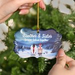 Ornamento personalizzato in ceramica di forma irregolare con 2-9 nomi per fratello e sorella, per sempre legati insieme, regalo di Natale in memoria della famiglia