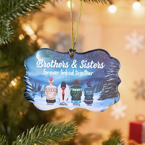 Personalizado Hermano Y Hermana Por Siempre Unidos Forma Irregular Adorno de Cerámica con 2-9 Nombres Regalo de Navidad Conmemorativo para la Familia