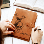 Personalised Duck Deer Name PU Leather A5 Notebook Cover with Storage Pocket Birthday Christmas Gift for Family Friends Christian Believers