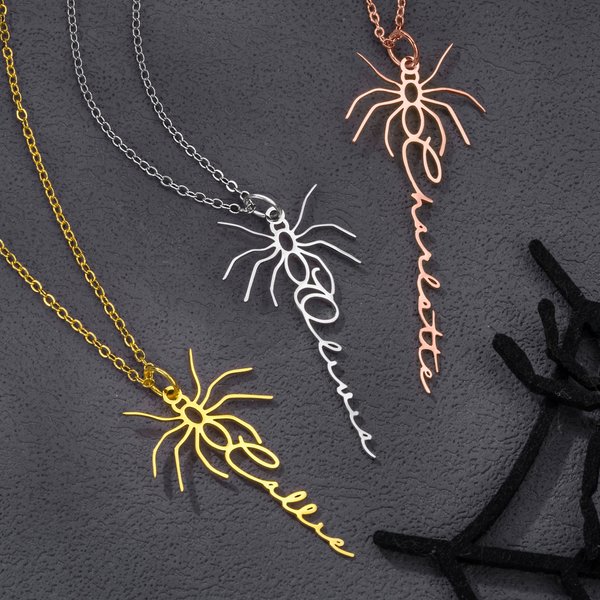 Personalisierte Spinne Name Halskette Zierliche Schmuck täglich tragen Jahrestag Geburtstag Geschenk für Frauen Mädchen