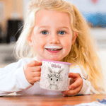 Personalised Cartoon Wreath Deer Bear Animals 12 oz Colored Rim Enamel Mug with Name Daily Use Christmas Birthday Gift for Boys and Girls