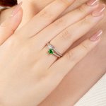 Personalised Feather Birthstone Ring with Text Dainty Jewellery Daily Wear Birthday Anniversary Gift for Girl Girlfriend Woman