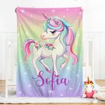 Personlig fantasi-enhörning mjuk pläd med namn perfekt för rumsdekoration baby shower födelsedagspresent till flicka