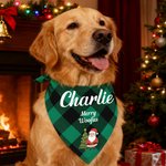 Bandana personnalisé Père Noël Bonhomme de neige avec nom de l'animal et texte Cadeau de Noël pour les propriétaires d'animaux, les amoureux