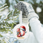 Personalized Santa Hat Initial Ceramic Christmas Ornament with Name Home Decor Christmas Gift for Family Friends