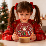 Personalized Christmas Cartoon Character Kid Acrylic LED Night Light with Name and Wooden Base Home Decor Christmas Gift for Boys Girls