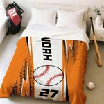 Personalised Sportball Soft Throw Blanket with Name and Number Home Bedroom Decor Birthday Gift for Sport Lovers