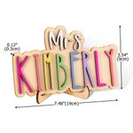 Gepersonaliseerde houten leraar Desktop Sign met kleurrijke achternaam Classroom Desk Decor Teacher Waardering Graduation Gift voor leraar