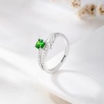 Personalised Feather Birthstone Ring with Text Dainty Jewellery Daily Wear Birthday Anniversary Gift for Girl Girlfriend Woman