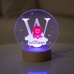 Personalized Fantasy Star Cloud Cute Forest Animal Initial Name LED Night Light with Wooden Base Nursery Decor Birthday Baby Shower Gift for Kids