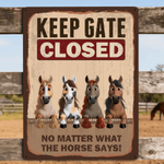 Personalised Keep Gate Closed 1-6 Horses Tin Sign with Name Vintage Farm Decor Birthday Gift for Horse Lovers Farmers